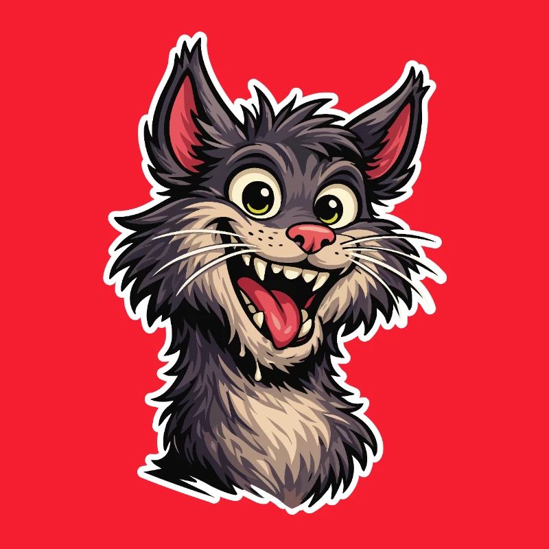 Image joyeuse d’un chat de dessin animé souriant