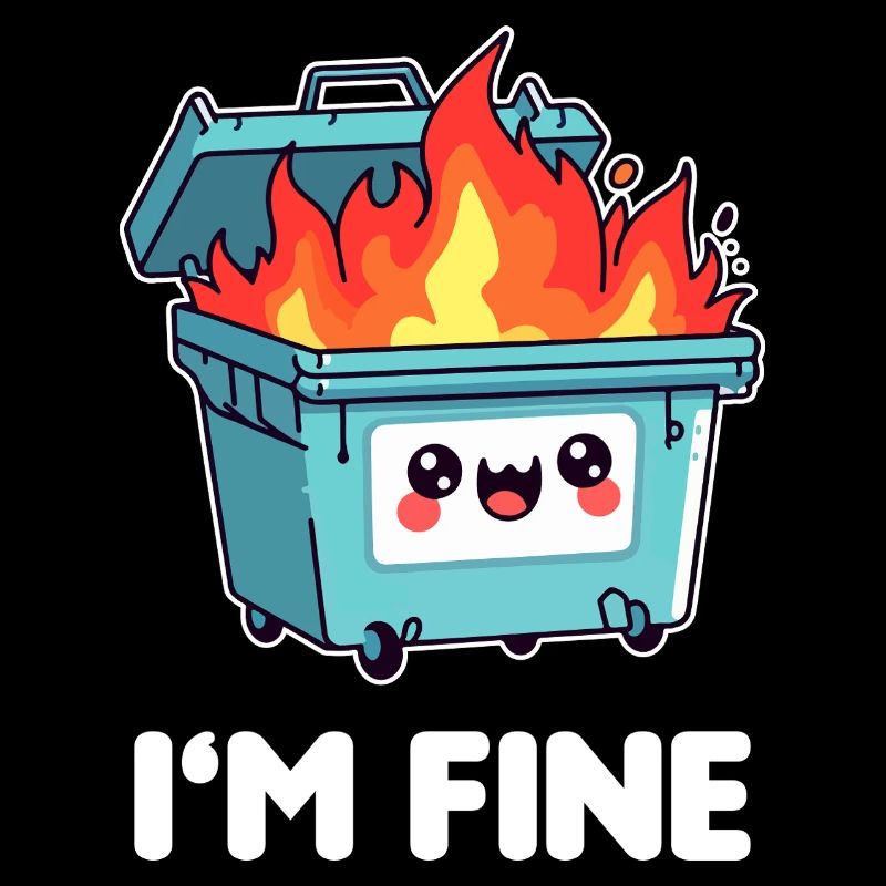 Kawaii Burning Trash Can