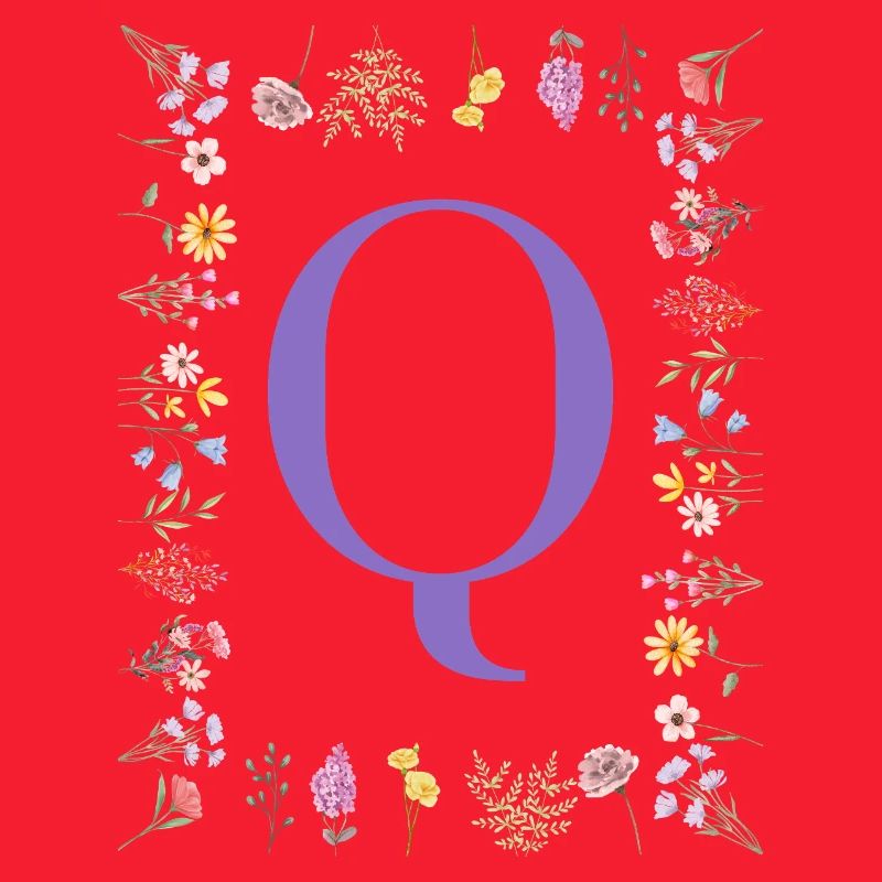 Monogram "Q", floral initials