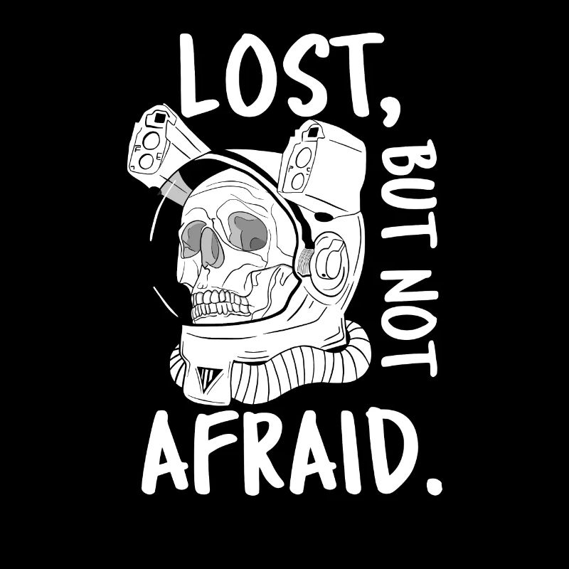 Perdu, mais pas effrayé. Crâne dans le casque Astronaut