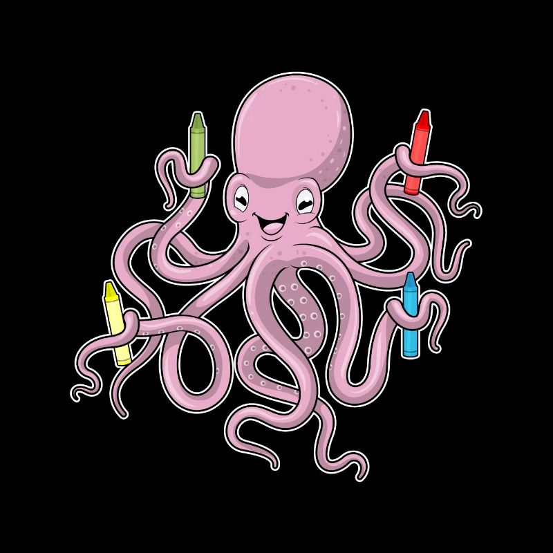 Octopus with wax crayons