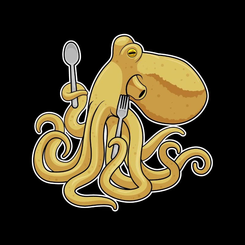 Krake Essen Löffel Gabel