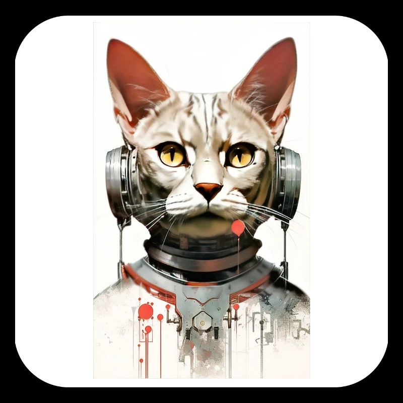 Retro Cyborg Robot Space Cat IV