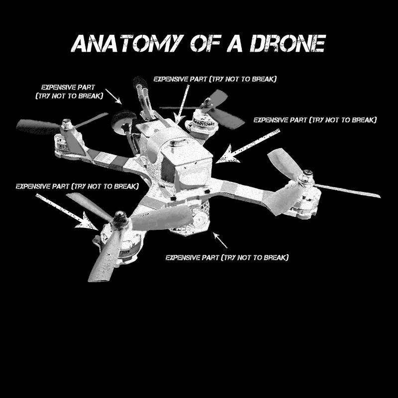 Anatomie drone copter fpv course idée cadeau drôle