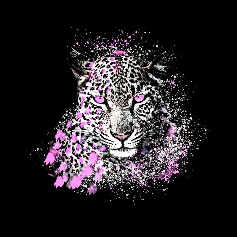 léopard, chat, chat sauvage, graffiti, peinture, rose