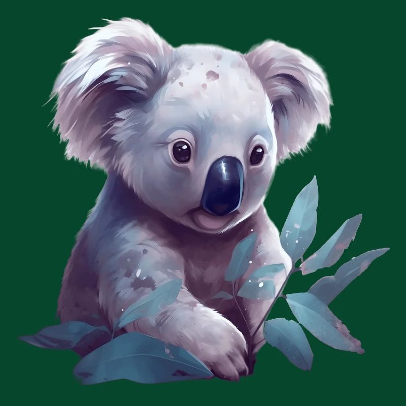 Koala mignon à la feuille d’eucalyptus