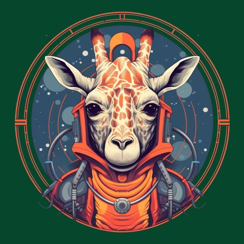 Astronaute Girafe à la dérive dans l’espace