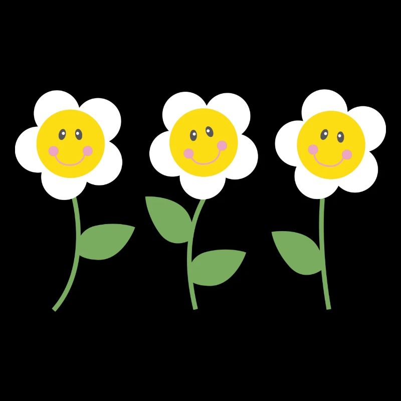 Drei lächelnde Gänseblümchen