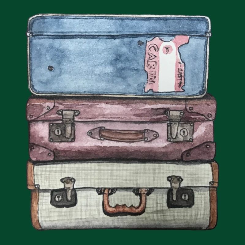 Suitcase stack with 3 old suitcases
