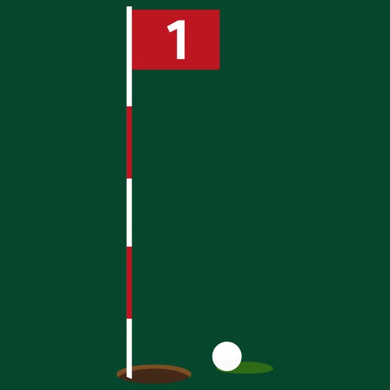 Balle de golf devant le drapeau et trou / drapeau de golf