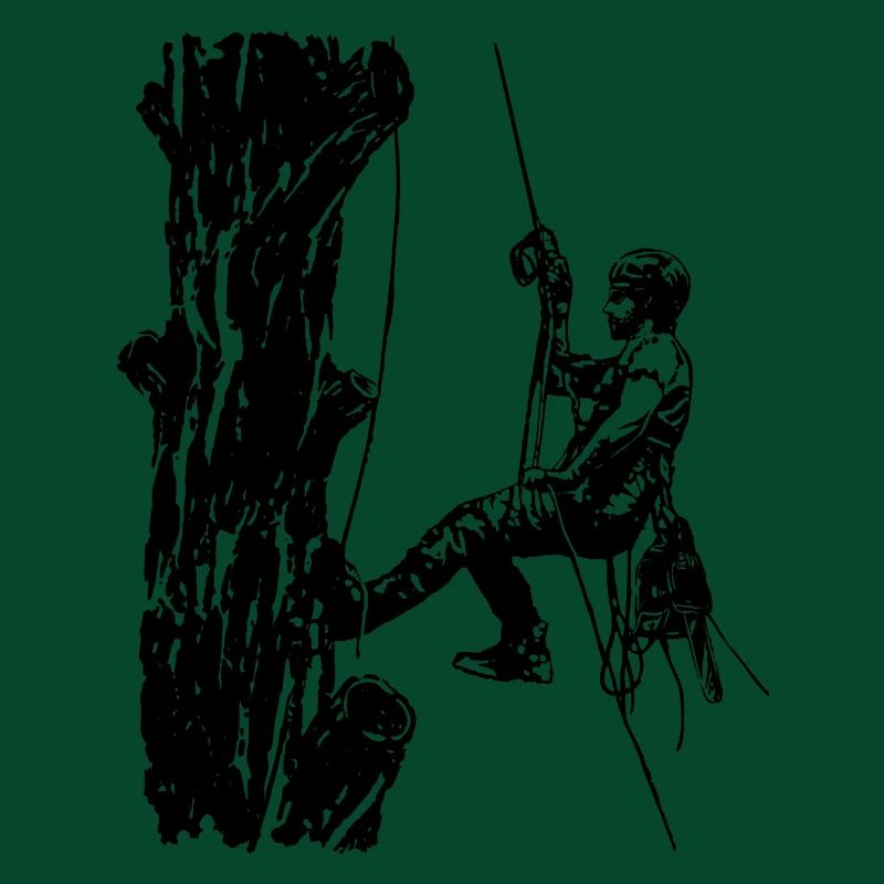 Arborist Baumkletterer an Eiche (Monochrome)