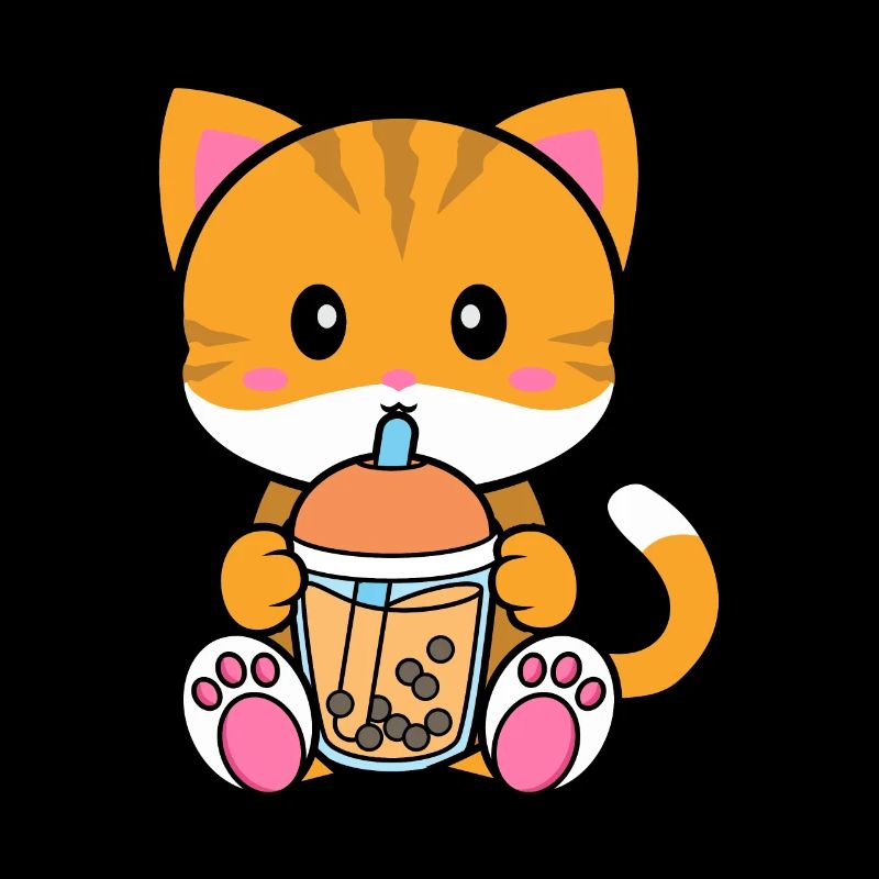 Bubble Milk Tea Cat drinks Boba Milk Tea