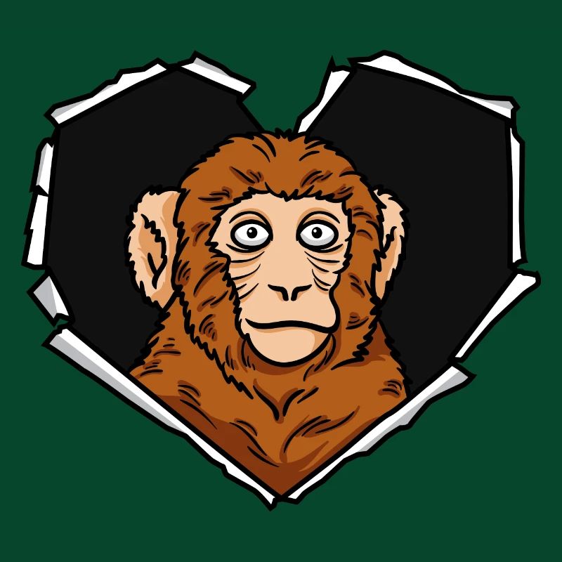 Monkey crack torn hole heart monkey face