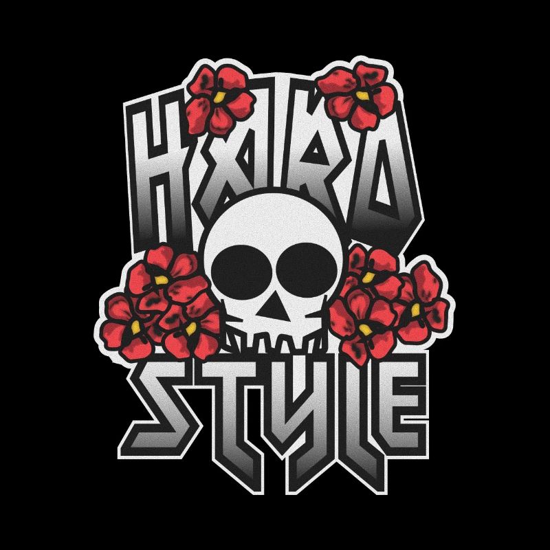 Crâne HARD STYLE incrusté dans les fleurs