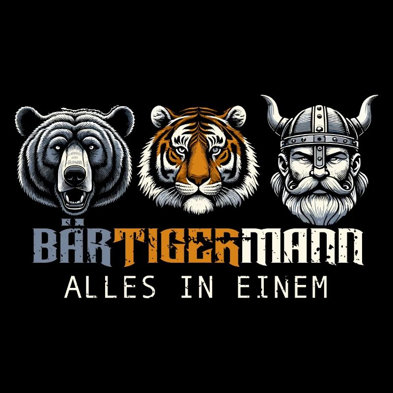 Bärtigermann Bär Tiger Mann Geschenk Bart