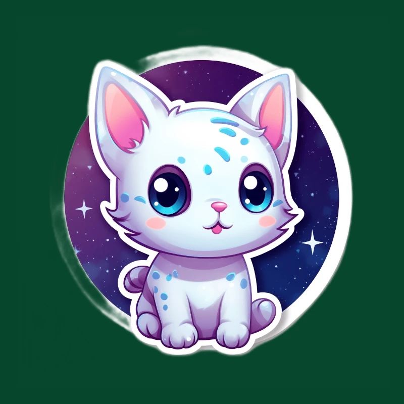 Mignon chat de dessin animé flottant dans l’espace