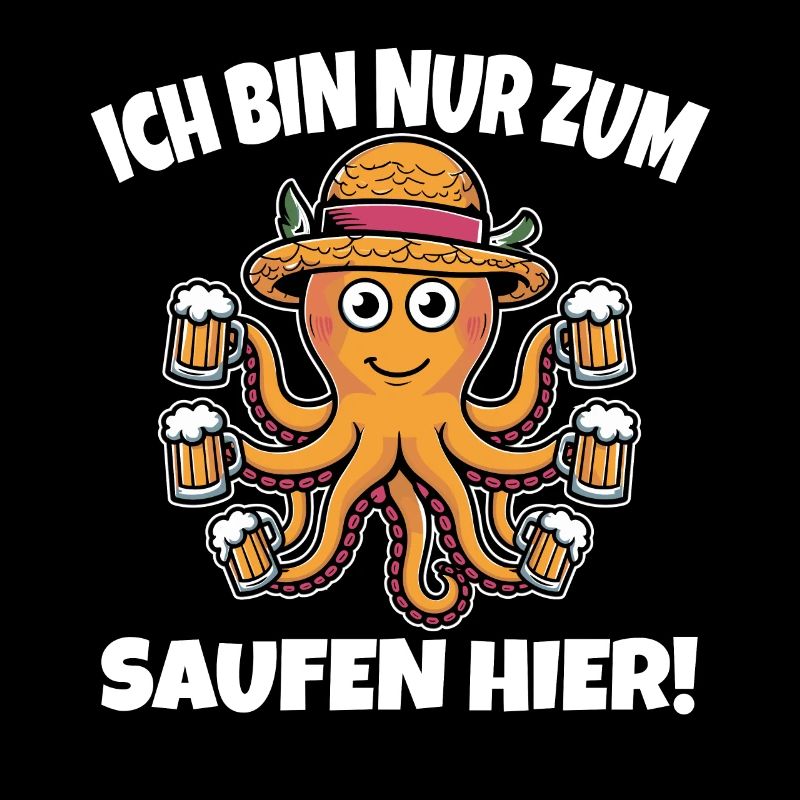 Funny Octopus Beer Drinking Design