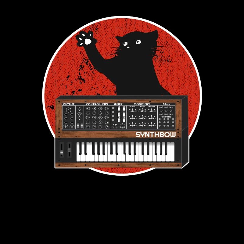 Analog Synthesizer Cat Retro Japan Synths Gift