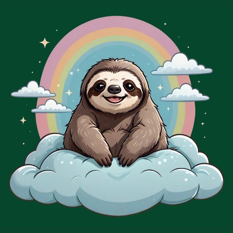 Sloth on cloud bed