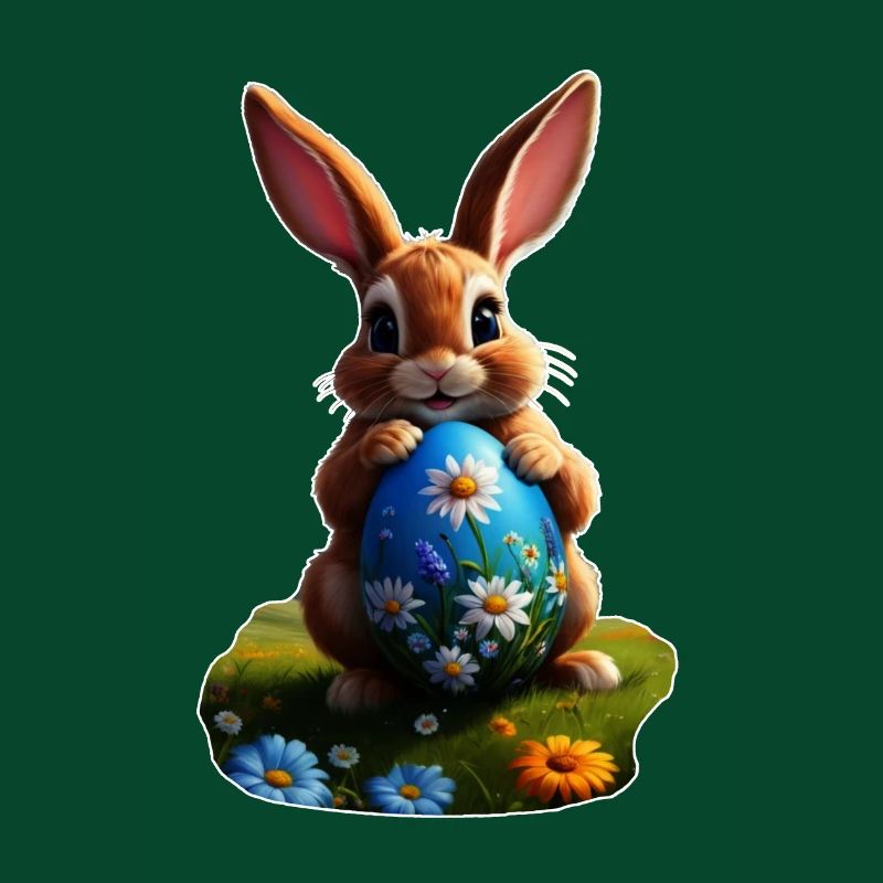 Easter Bunny with Egg, Oval