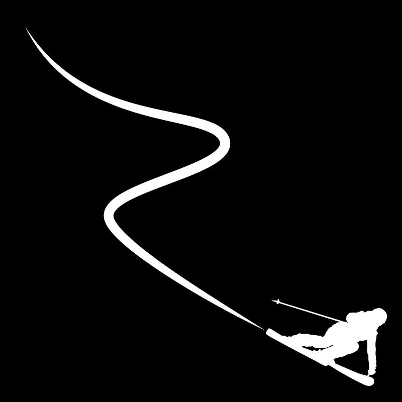 Skier pulls track behind deep snow