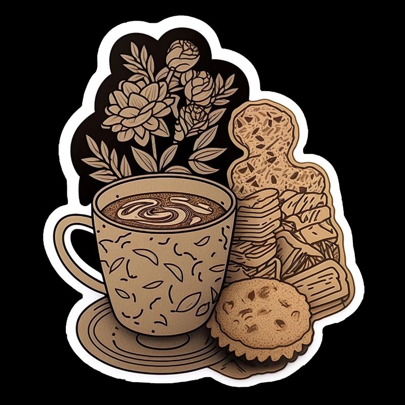 Kaffeepause Sticker Kekse Kaffee