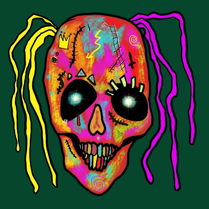 Neon Patchwork Schädel