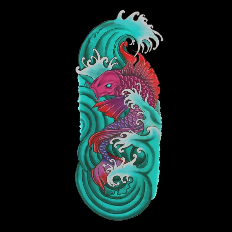 Poisson koi japonais rouge violet