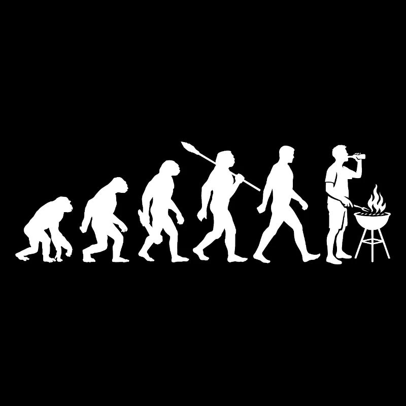 Evolution - Grillen - Grillmeister - Bier trinken