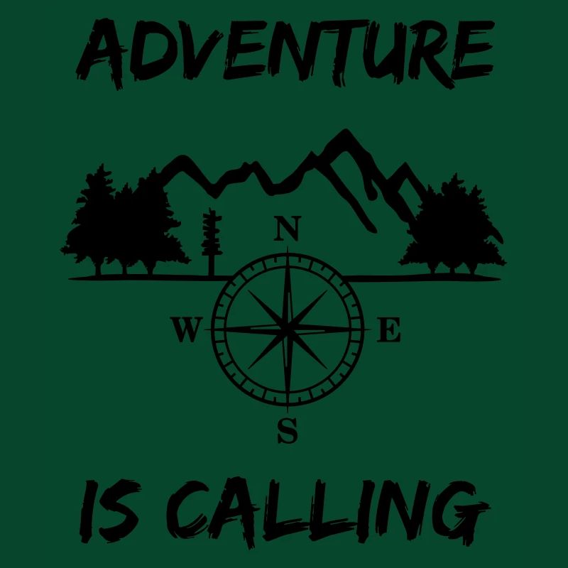 Mountains, forest, compass