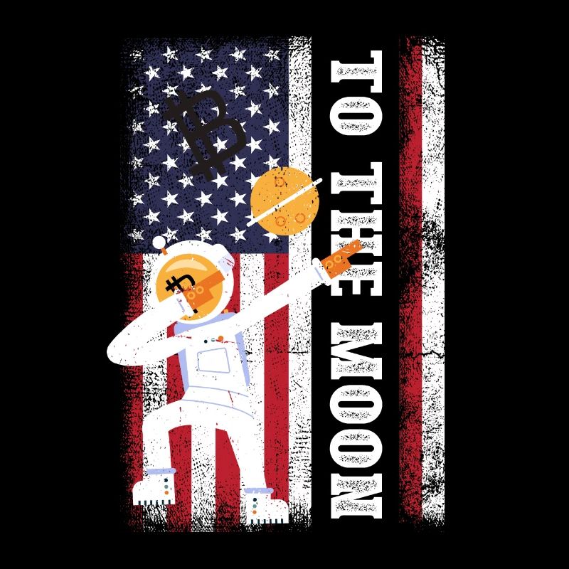 Bitcoin à la Lune Drapeau américain Btc Crypt