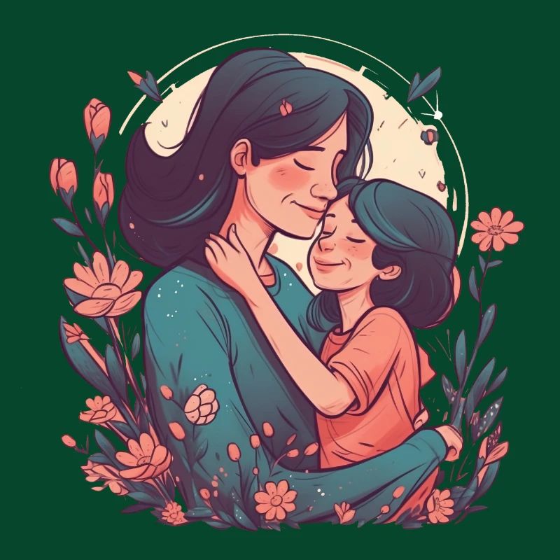 Wunderschönes Muttertagsdesign, Kind umarmt Mutter