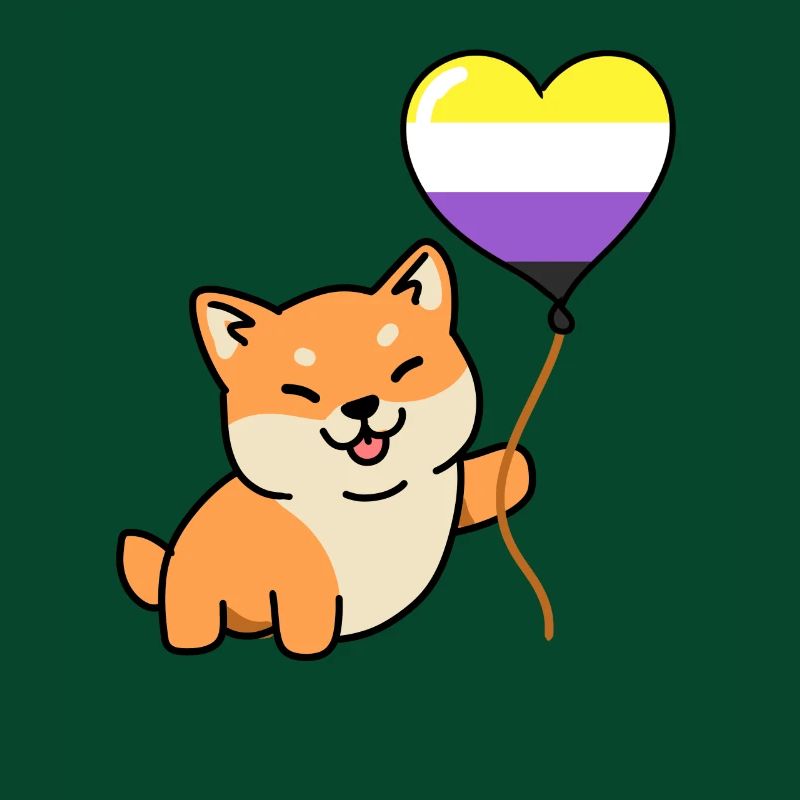 Shiba Inu Nonbinary Pride Balloon Nonbinary Pride