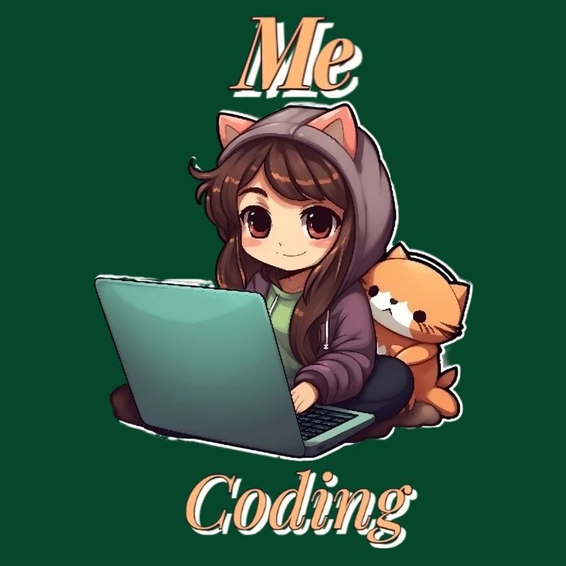 "Code Cutie: Anime-inspired Girl Coding"