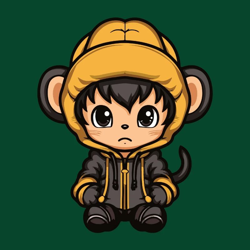 Monkey Winter Comic Cute