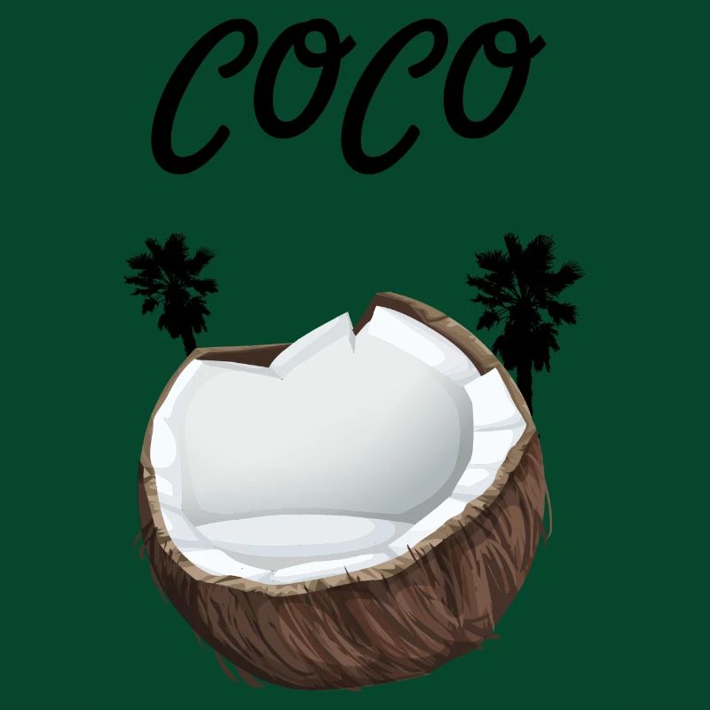 Noix de coco avec inscription Coco et palmiers