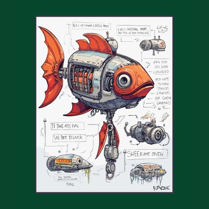 Technical Sketch of Mechanical Robot Fish