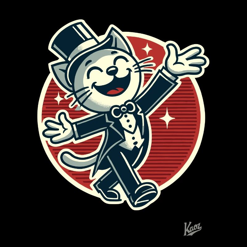 Chat drôle élégant en queue de pie avec chapeau haut de forme