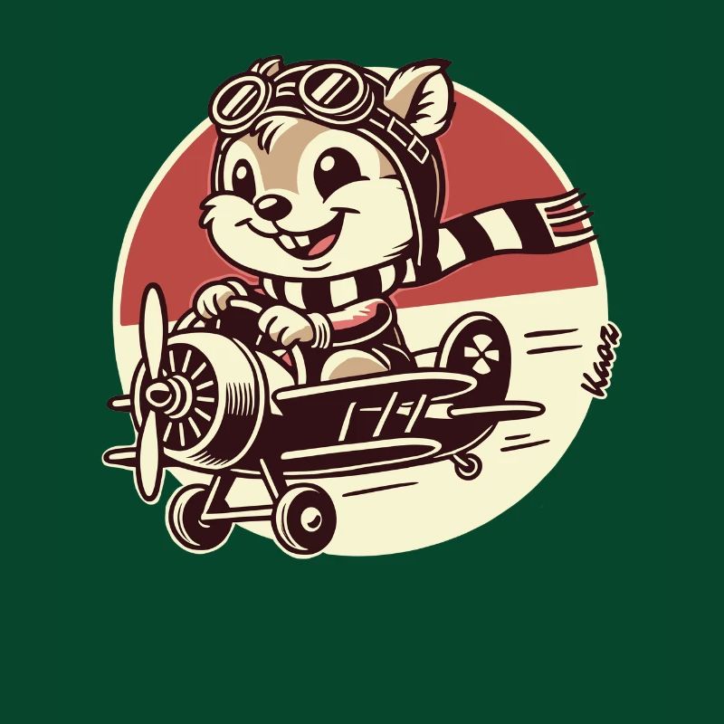 Lustiger Eichhörnchen Pilot im Propeller-Flugzeug