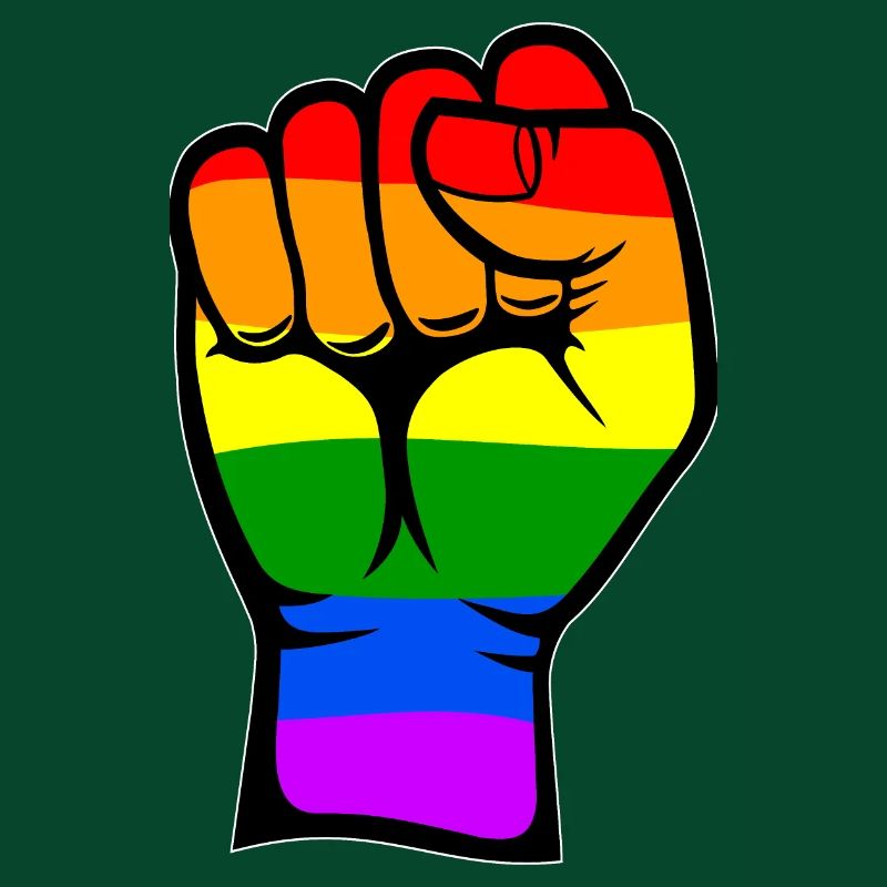 Symbole de poing de drapeau de couleur arc-en-ciel