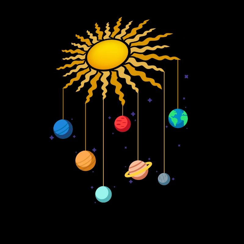 Cute Hanging Planets On Sun Stars Outer Space