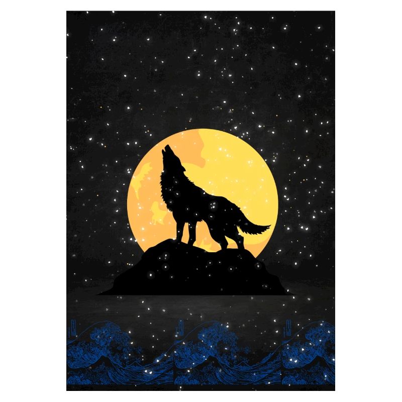 wolf on full moon night