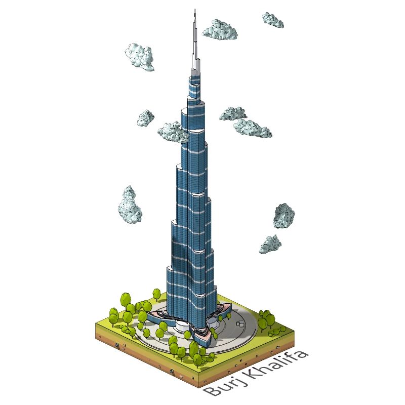 Geometrischer Low-Poly-Burj Khalifa
