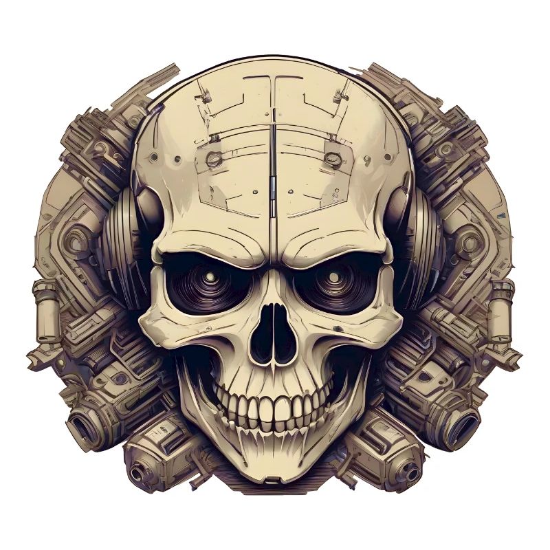 Bionic Schädel - Comic-Stil Logo