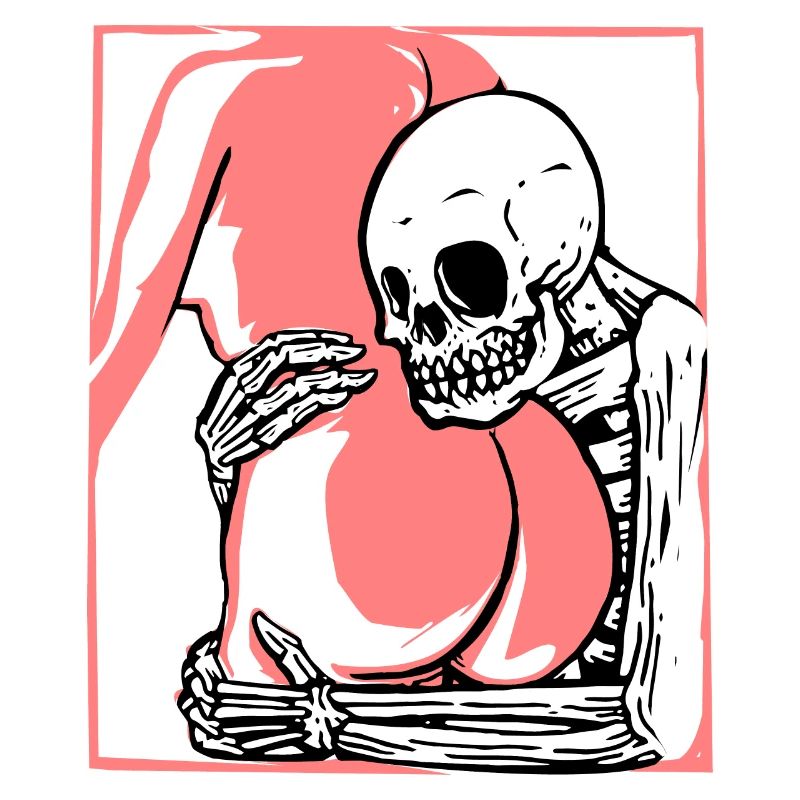 Fld.) Skeleton Butt Hug | Woodcut foundfootage