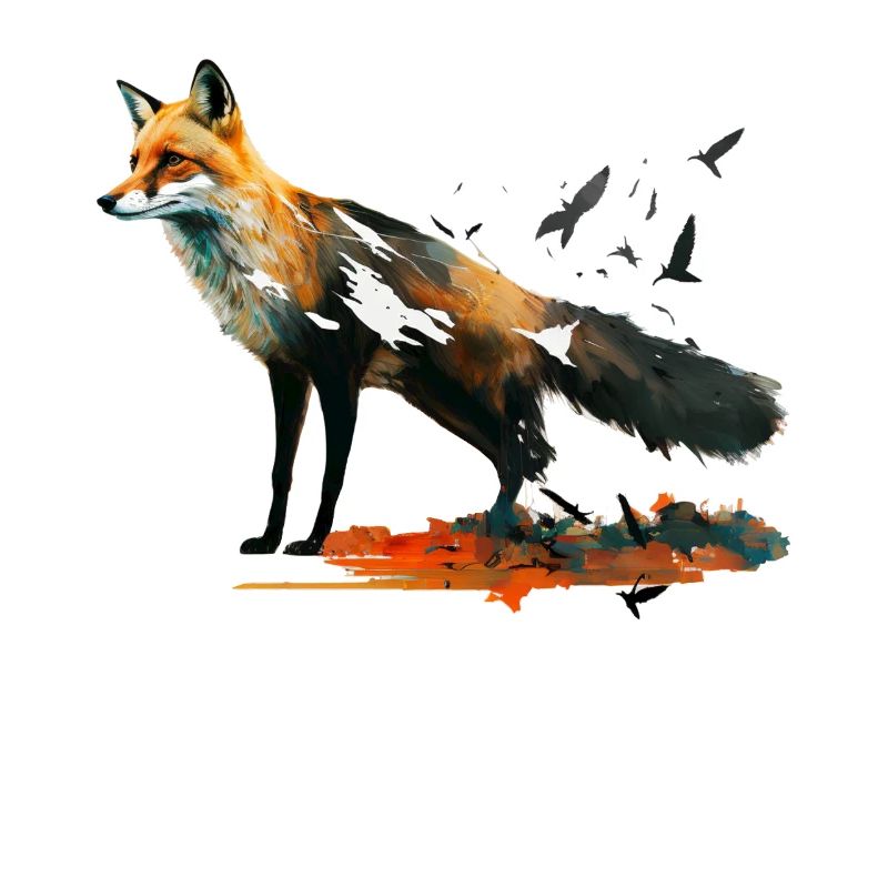 Fuchs Vogel Kunst Bunt Waldtiere Rotfuchs Geschenk