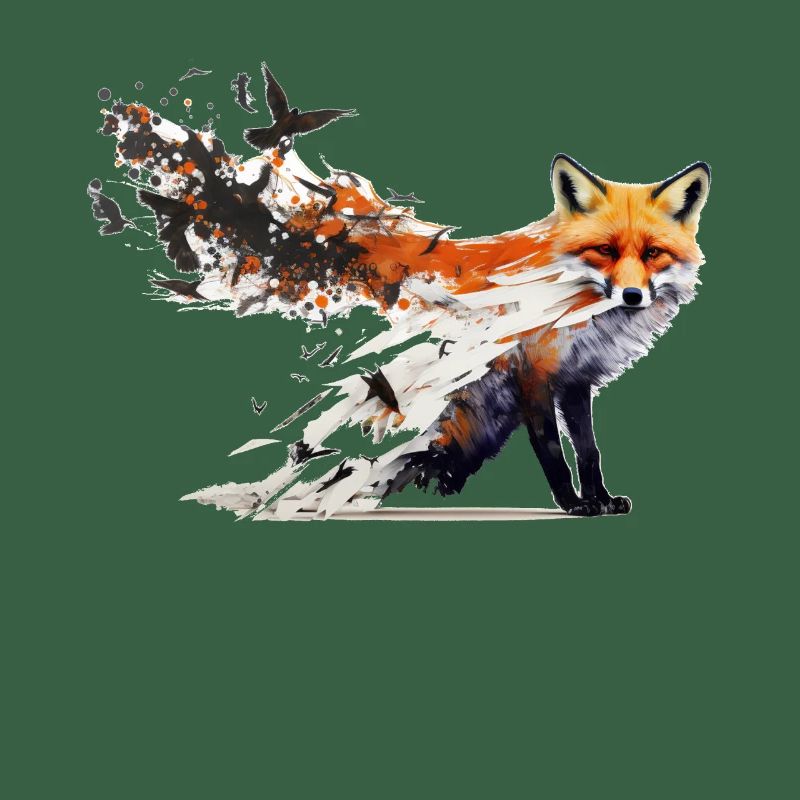 Fuchs Vogel Kunst Bunt Waldtiere Rotfuchs Geschenk