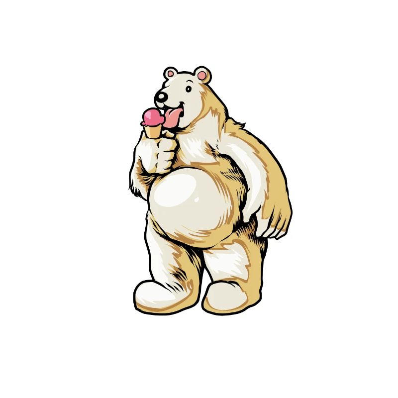 Comic Eisbär genießt Eistüte