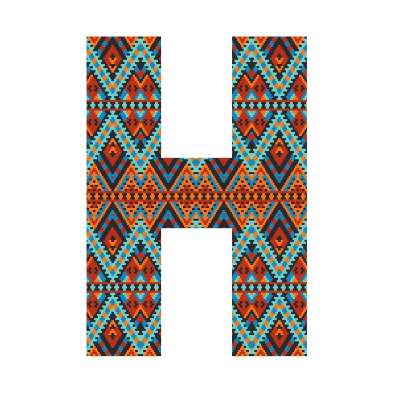 Buchstabe H - Boho-Design, buntes Monogramm