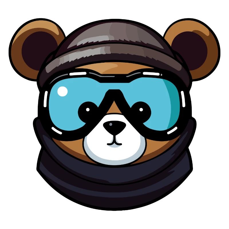 Bear Snowboard Ski Goggles Comic